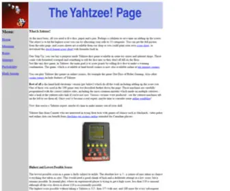 Yahtzee.org.uk(Everything about the dice game Yahtzee) Screenshot