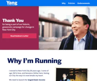 Yangforny.com(Andrew Yang for Mayor of NYC) Screenshot