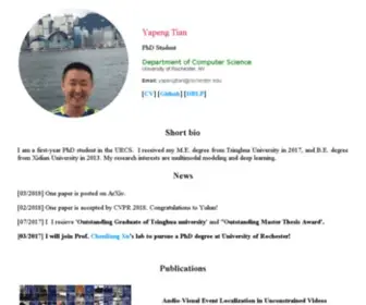 Yapengtian.org(Yapeng Tian's) Screenshot