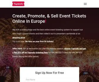 Yapsody.com(Sell tickets online using Yapsody) Screenshot