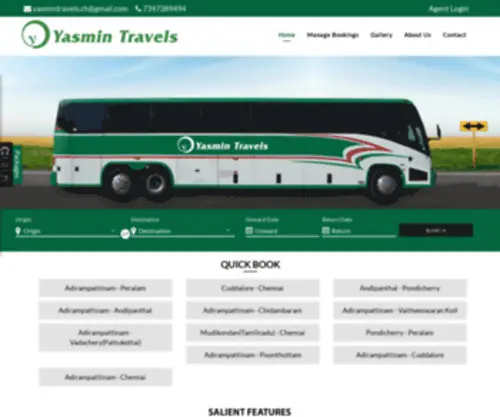 Yasmintravels.com(Thajudeen Yasmin Travels) Screenshot