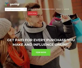 Yazing.com(Influencer Monetization and Cashback Shopping Platform) Screenshot
