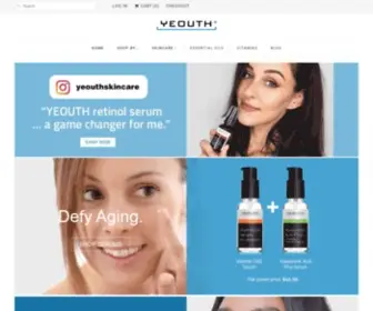 Yeouth.com(YEOUTH Natural Anti Aging Skin Care and Essential Oils) Screenshot