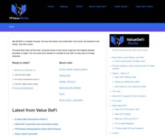 Yfvalue.rocks(Information and help guides for the Value DeFi Protocol (Formerly YFV)) Screenshot