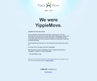 Yippiemove.com(The discontinued email transfer service) Screenshot