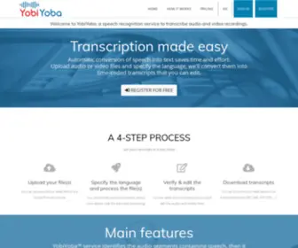 Yobiyoba.com(Transcription made easy) Screenshot