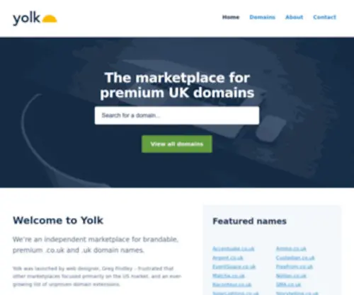 Yolk.co.uk(Premium UK Domain Names) Screenshot