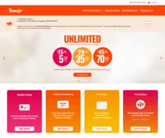 Yomojo.com.au(Mobile, Home Wireless Broadband, FamilyEye and Family Bundles) Screenshot