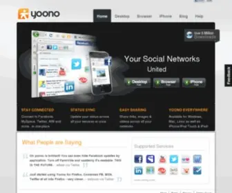 Yoono.com(Twitter Facebook MySpace LinkedIn Flickr) Screenshot