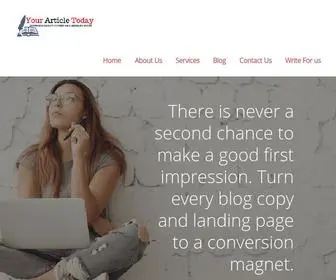 Yourarticletoday.com(You never have a second chance to make a first impression. We are the content marketing service) Screenshot