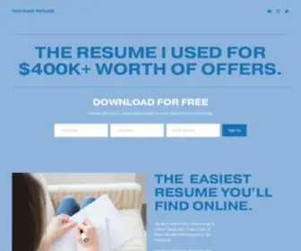 Youronepageresume.com(One page resume) Screenshot