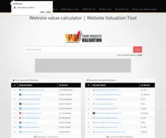 Yourwebsitevaluation.com(Website value calculator) Screenshot