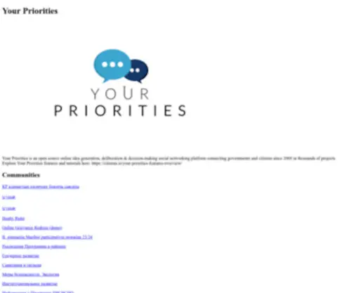 YRpri.org(Your Priorities Worldwide) Screenshot