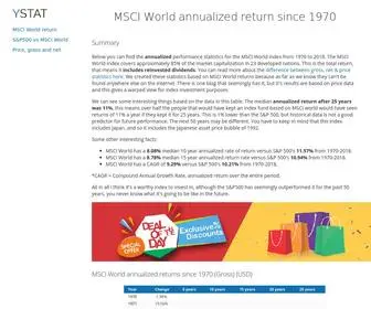 Ystat.org(MSCI World annualized return since 1970) Screenshot