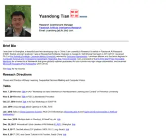 Yuandong-Tian.com(Yuandong Tian's webpage) Screenshot