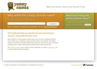 Yummynames.com(YummyNames premium domain names) Screenshot