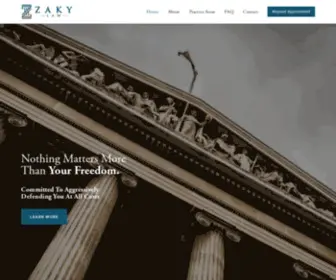 Zakylaw.com(Relentless Criminal Defense) Screenshot