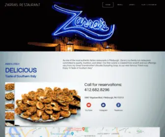 Zarraspgh.com(Zarra's Restaurant) Screenshot