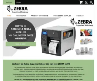 Zebrasupplies.nl(Bestel uw ZEBRA Supplies en printers online via onze webwinkel) Screenshot