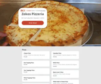 Zekospizzeriamenu.com(Zekos Pizzeria) Screenshot