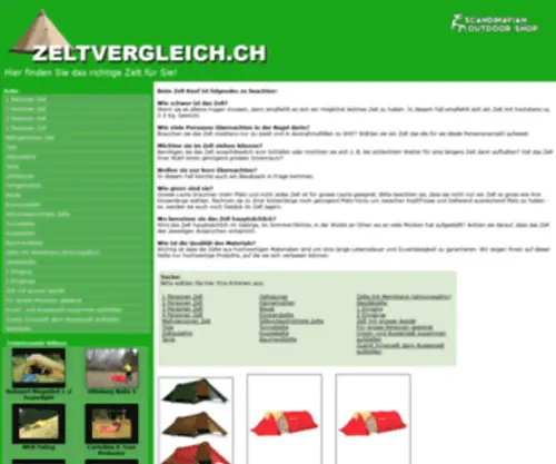 Zeltvergleich.ch(Outdoorfeeling.com Zelte) Screenshot