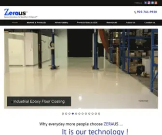 Zeraus.com(100% Solids & Epoxy Flooring and Waterborne Coating in Ontario) Screenshot