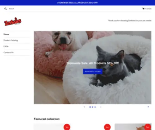 Zerksies.com(Zerksies Online Pet Shop) Screenshot