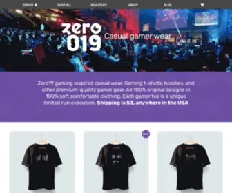Zero19.com(Gamer apparel) Screenshot