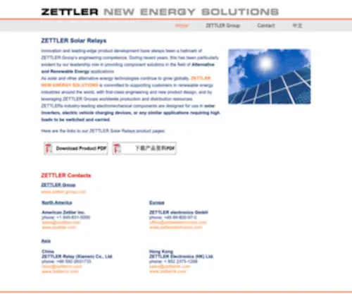 Zettlersolarrelays.com(ZETTLER New Energy Solutions) Screenshot