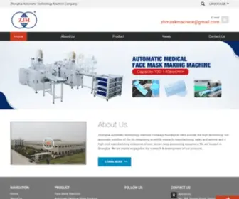 Zhmaskmachine.com(Zhonghai Automatic Technology Machine Company) Screenshot