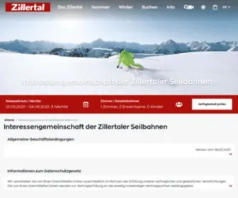 Zillertalski.at(Interessengemeinschaft der Zillertaler Seilbahnen) Screenshot