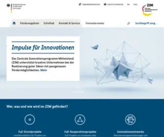 Zim-Bmwi.de(Zentrales Innovationsprogramm Mittelstand (ZIM)) Screenshot