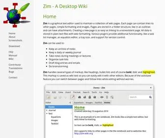 Zim-Wiki.org(A desktop wiki) Screenshot
