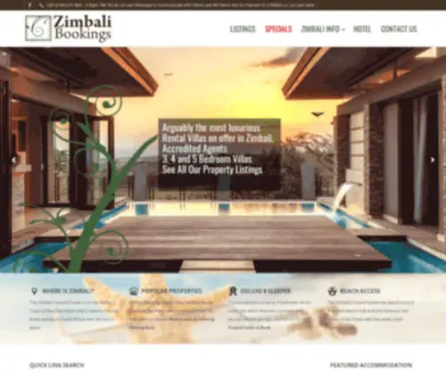 Zimbalibookings.co.za(Zimbali's Number 1 Self Catering Accommodation Site) Screenshot