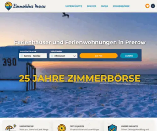 Zimmerboerse-Prerow.de(Ferienhäuser & Ferienwohnungen auf dem Darß) Screenshot