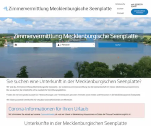 Zimmervermittlung-Mecklenburgische-Seenplatte.de(► Kostenlose Zimmervermittlung für die Mecklenburgische Seenplatte um Waren (Müritz)) Screenshot