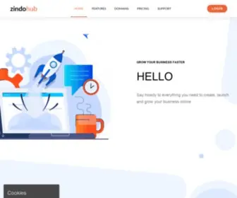Zindohub.com(Create your free WordPress website in minutes) Screenshot