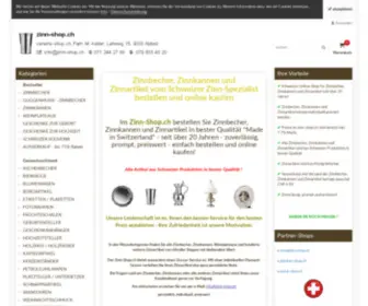 Zinn-Shop.ch(Zinnbecher, Zinnkannen und Zinnartikel vom Schweizer Zinn-Spezialist bestellen und online kaufen) Screenshot