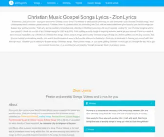 Zionlyrics.com(ZionLyrics Christian Music Gospel Songs Lyrics) Screenshot