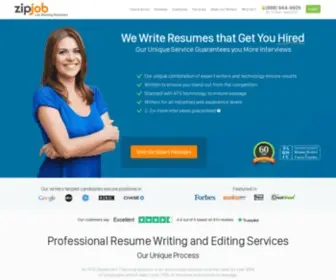 Zipjob.com(ZipJob resume writing services earn 200% more interviews) Screenshot