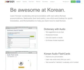 Zkorean.com(Learn Korean with our intro to Korean characters (Hangul)) Screenshot