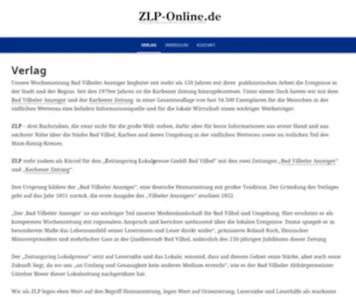 ZLP-Online.de(Zeitungsring Lokalpresse GmbH Bad Vilbel) Screenshot