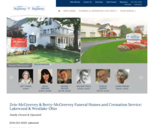ZMFH.com(McGreevey Funeral Homes) Screenshot
