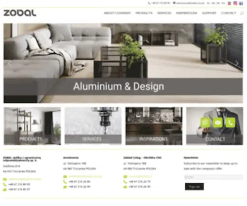Zobal.com.pl(Zakład Obróbki Aluminium ZOBAL sp) Screenshot