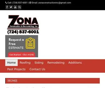 Zona-Construction.com(Roofing Contractor Irwin North Huntingdon PA) Screenshot