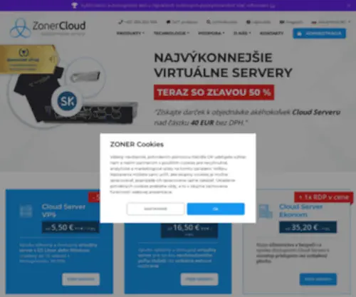 Zonercloud.sk(Výkonné a lacné servery do 55 sekúnd) Screenshot