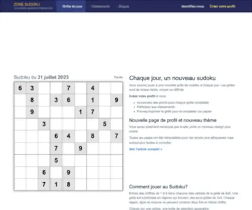 Zonesudoku.com(Oups) Screenshot