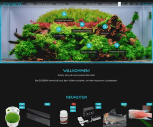 Zoobox.de(Fische, Garnelen, Schnecken und Aquarium-Zubehör online kaufen) Screenshot