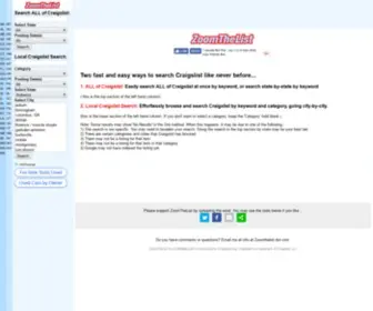 Zoomthelist.com(Craigslist Search Engine) Screenshot