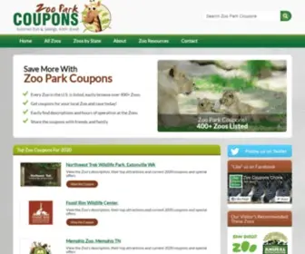 Zooparkcoupons.com(Complete list of zoos in the u.s) Screenshot